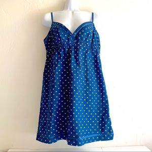 Blue White Heart Cotton Slip Dress Babydoll Gown